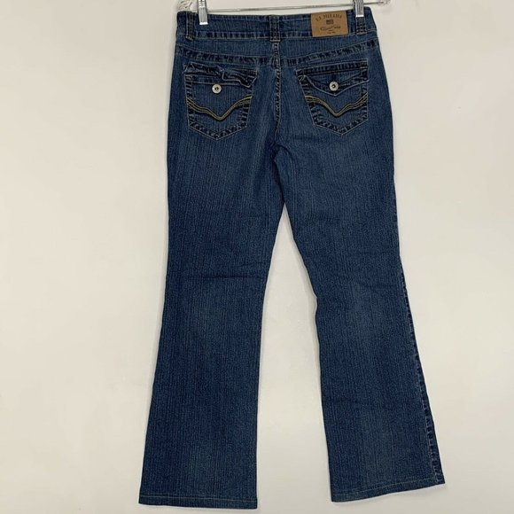 U S Polo Assn Women Jeans University Blue Size 11/12 Mid Rise Boot Cut Pockets - Picture 4 of 8